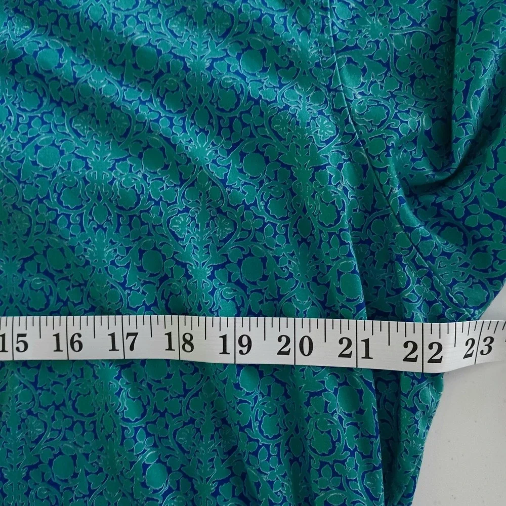 Bugatchi Performance Mens XXL Teal Blue Damask Floral Print Golf Polo Shirt‎